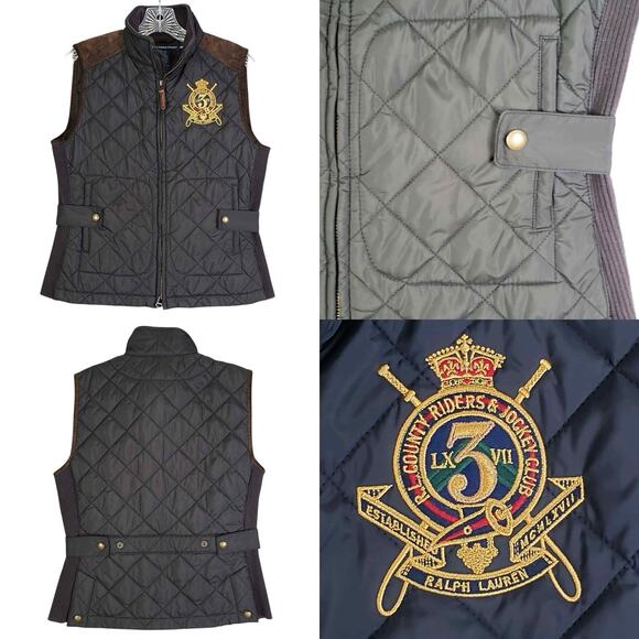 Polo Ralph Lauren Sport Vest Country Riders Jockey Club Size Medium Crest Blue - Picture 1 of 11
